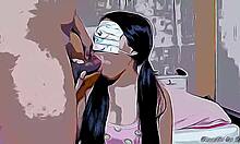 Mladá nevlastná sestra zvedená zmrzlinou a drsným sexom zozadu v hentai karikatúre
